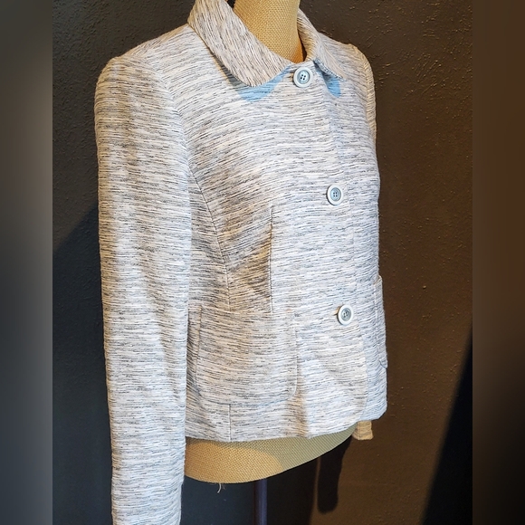 Louben Black and White cotton-blend woven jacket size 8 - Picture 4 of 10